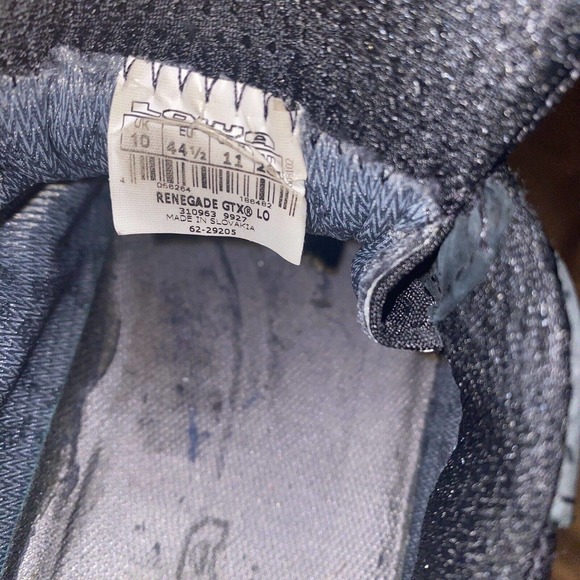 LOWA Lowa RENEGADE‎ GTX LO Black Leather Hiking Shoes Mens Size US 11 Gore-Tex - Picture 7 of 12